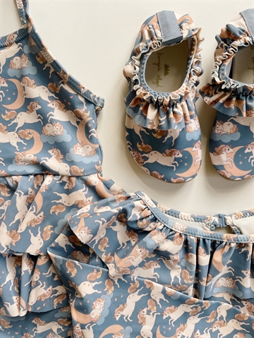 Konges Sløjd Manuca Frill Onesie Unicorn Blue